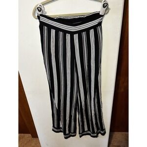 Philosophy Black & White Vertical Striped Wide Leg Elastic Waist Pants Women’s M